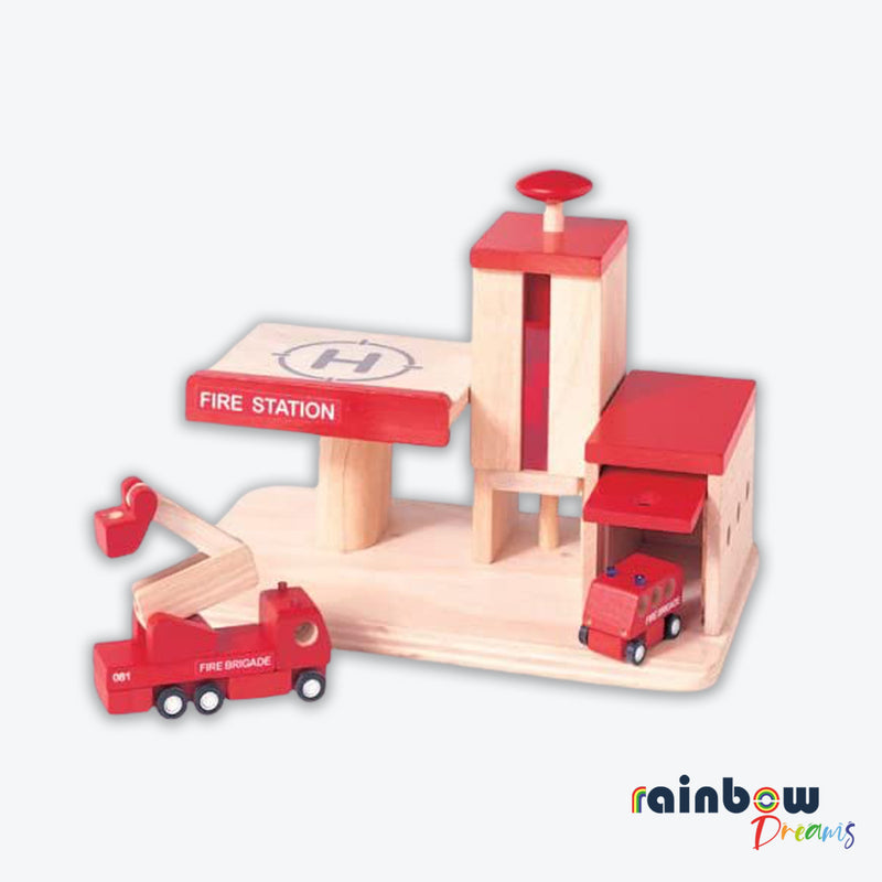 Plan City Fire Station Wooden Toy