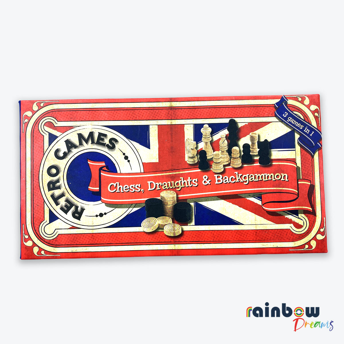 3 in 1 Classic Board Games Chess, Draughts and Backgammon