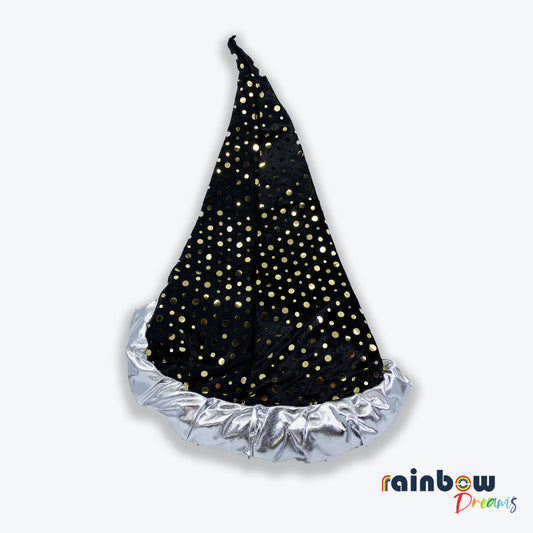 BLACK -GOLDEN SEQUENCE WIZZARD HAT